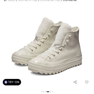 Chuck Taylor All Star Street Ripple Warmer High Top- Leather- 8.5 Pure white